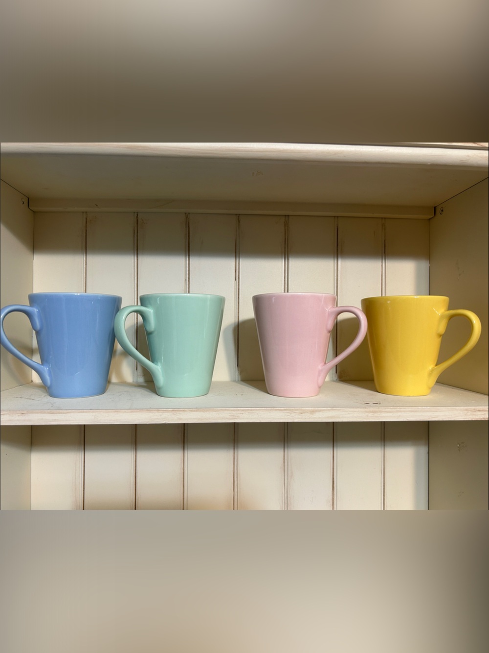 Over & Back 4 Pastel Glossy Ceramic 8 oz Coffee Tea Beverage Mug Set Replacement